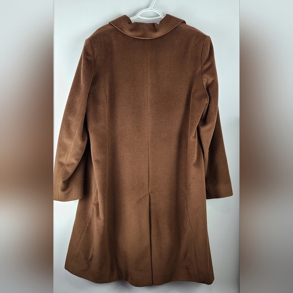 Jones New York brown angora & wool blend vintage long line pea coat, size 16 1/2 - Picture 2 of 12